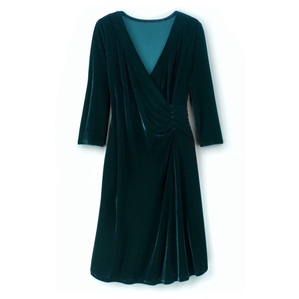 Soft Surroundings Velvet Hyannis Dress Emerald Green Womens size SP Jewel